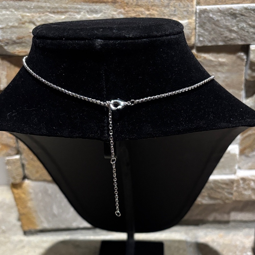 Silver Heart Pendant Necklace with Upcycled GG heart charm & Pearl Charm - Picture 4 of 6